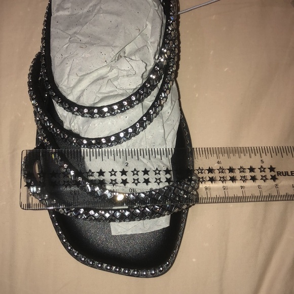 Black rhinestone sandal slipper size 7 but fit women 6 brand new shoe - Picture 8 of 9